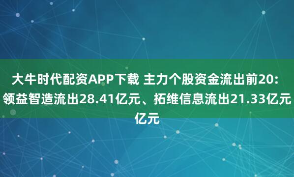 大牛时代配资APP下载 主力个股资金流出前20: 领益智造流出28.41亿元、拓维信息流出21.33亿元